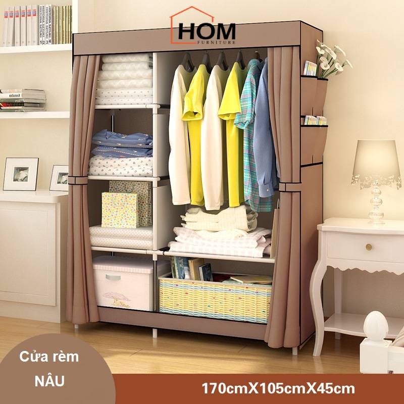 Tủ Vải Khung Gỗ Cao Cấp 4 Buồng