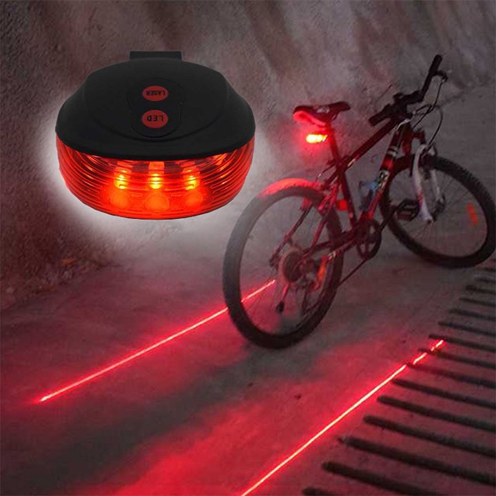 Combo đèn chiếu hậu laser và đèn chiếu sáng có còi xe đạp