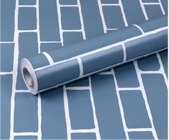 Cuộn 10m decal giấy dán tường gạch xanh khổ rộng 0.45m keo sẵn