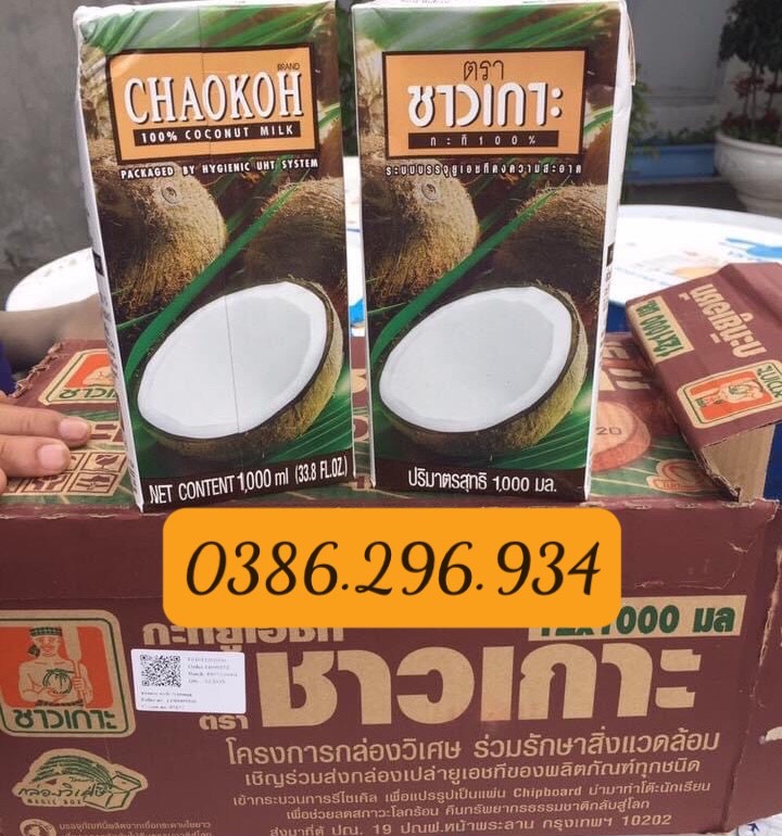 Nước cốt dừa Thái Lan CHAOKOH - Hộp giấy 1L