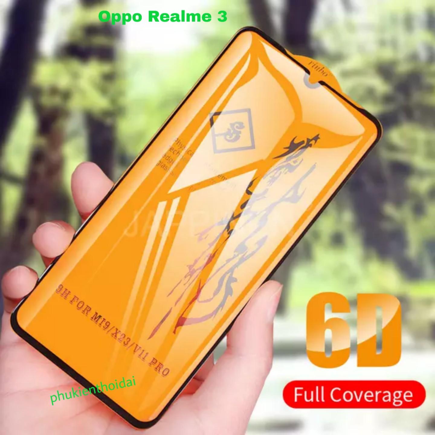 Cường lực 6D Oppo Realme 3 full màn full keo chất đẹp ôm màn 2.5D cao cấp