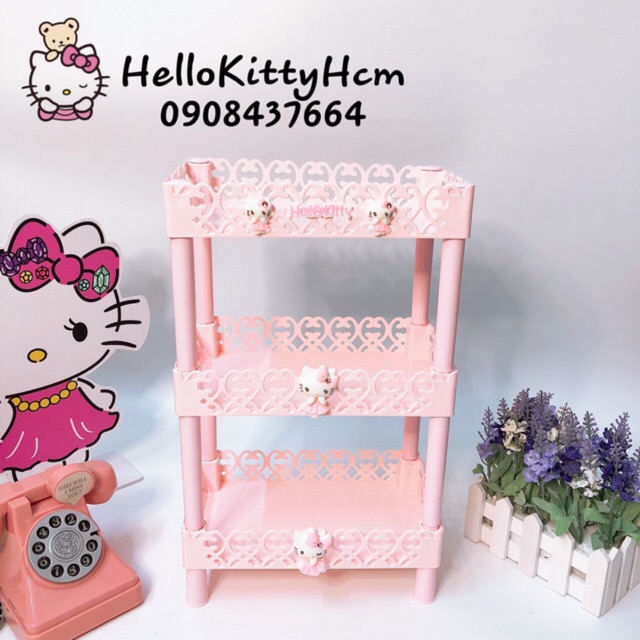 [HCM]Kệ Nhựa 3 Tầng Hello Kitty