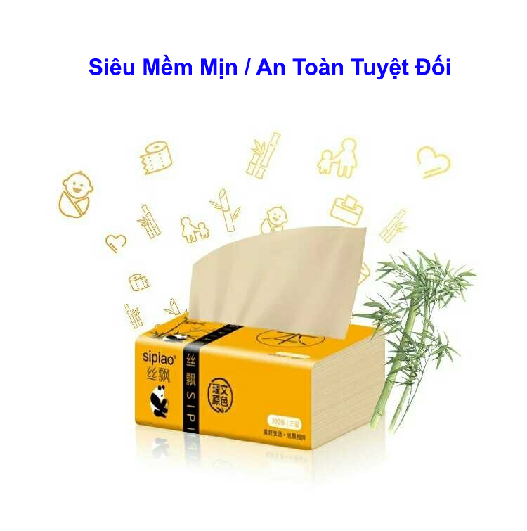 ⚡HÀNG CHÍNH HÃNG⚡ Giấy Ăn Gấu Trúc SIPIAO Hàng Nội Địa Loại Đẹp, 1 Gói 300 Tờ