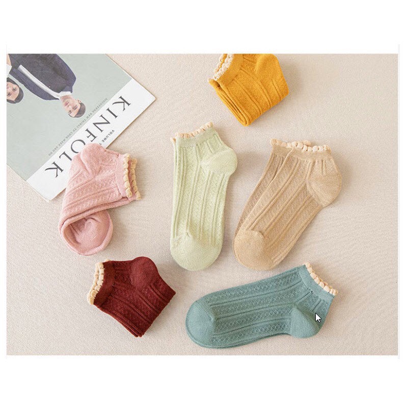 Sét 5 đôi tất nữ cổ bèo vintage siêu xinh