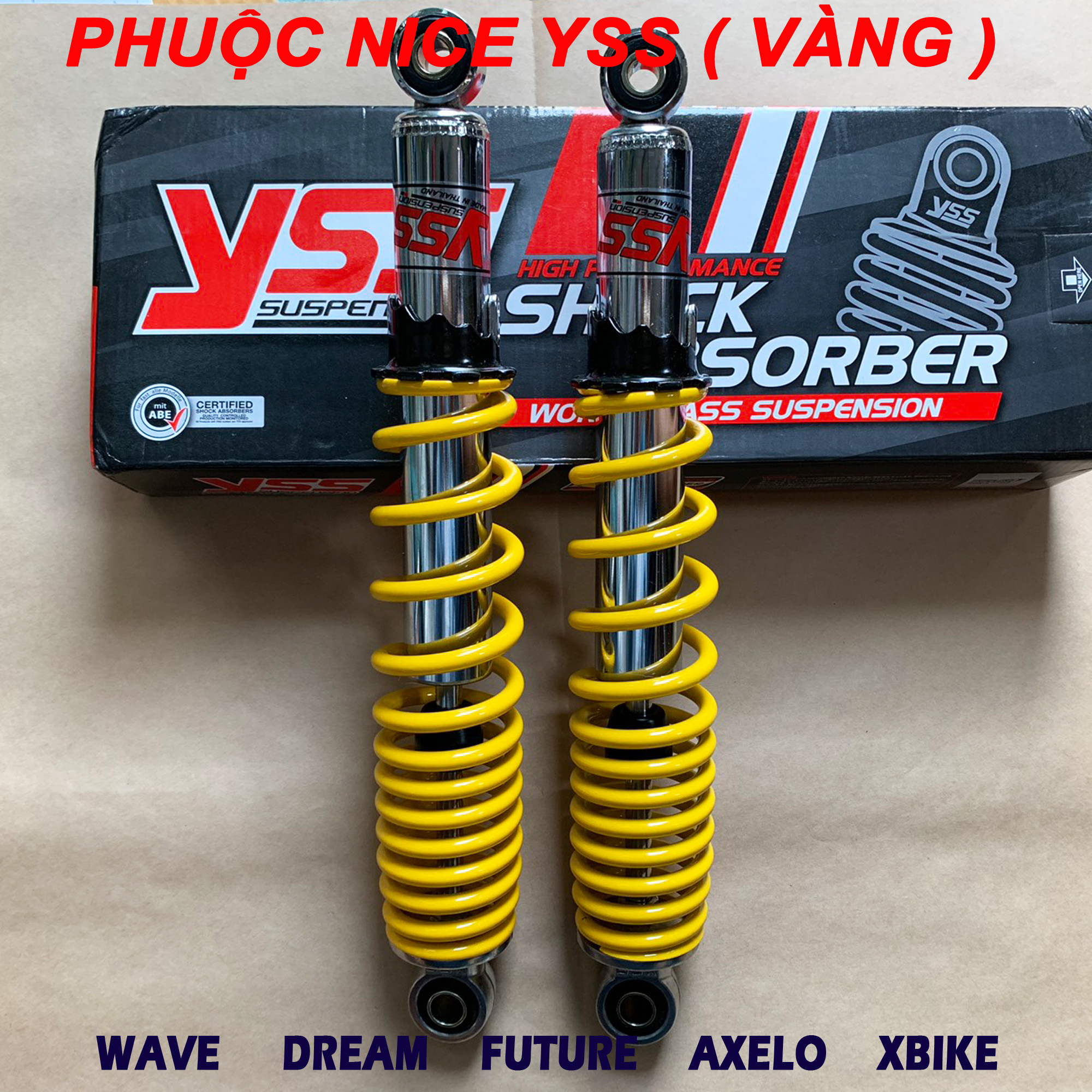Phuộc Nice Wave Dream Future Axelo Xbike Phuộc Nice YSS màu vàng
