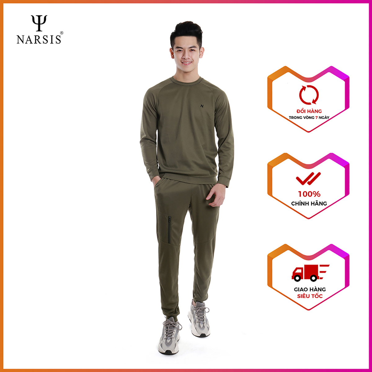 Bộ nam thu đông màu rêu Narsis E8028