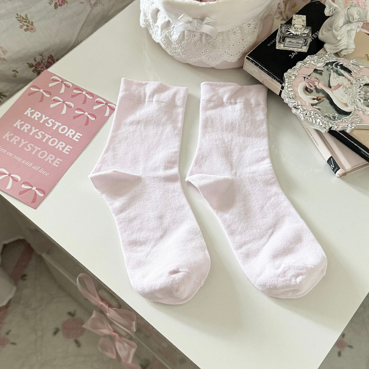Tất trơn Basic màu pastel chất mịn đẹp Krystore TC37