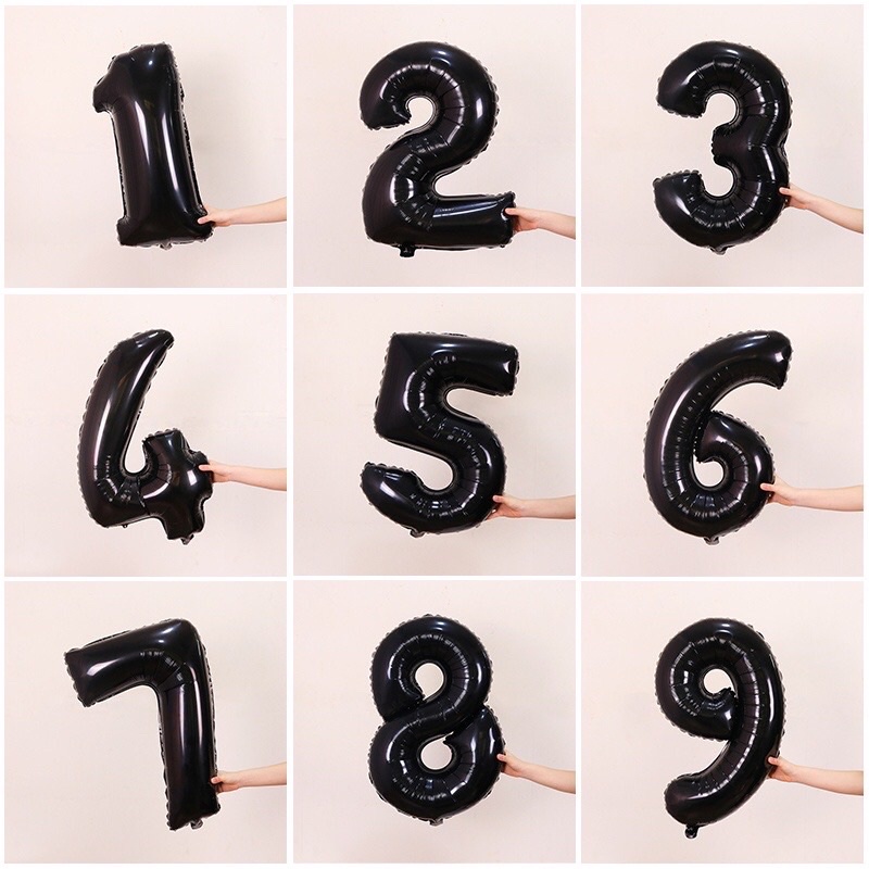 Bóng số tuổi trang trí sinh nhật màu đen size 70cm