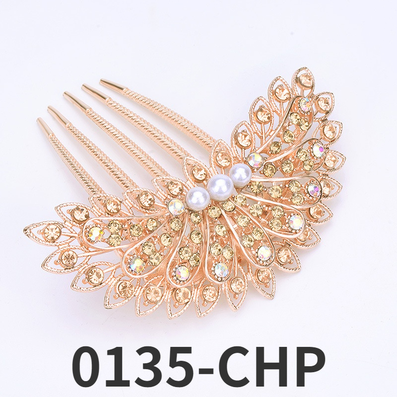 Simple Multicolor Rhinestone Pearl Hair Insert Rainbow Princess Hair Comb Women's Hairs Styling Tool Headwear