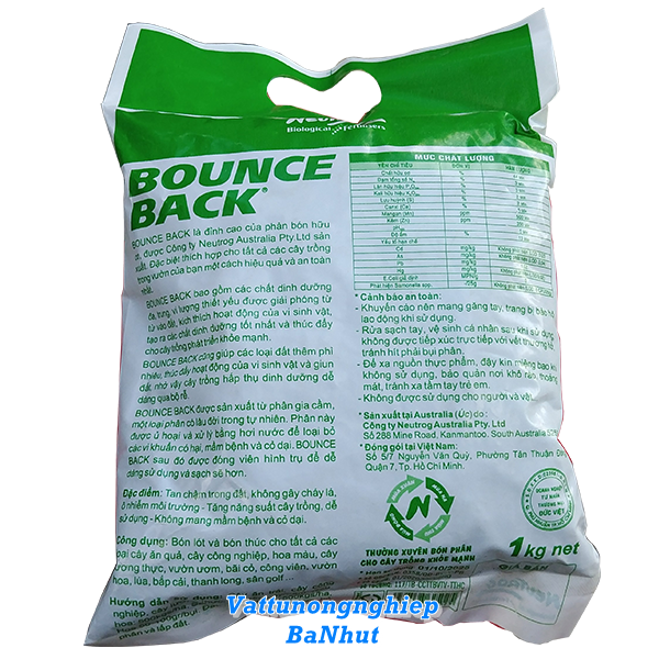 Phân Hữu Cơ Đậm Đặc Dạng Viên Bounce Back 1KG