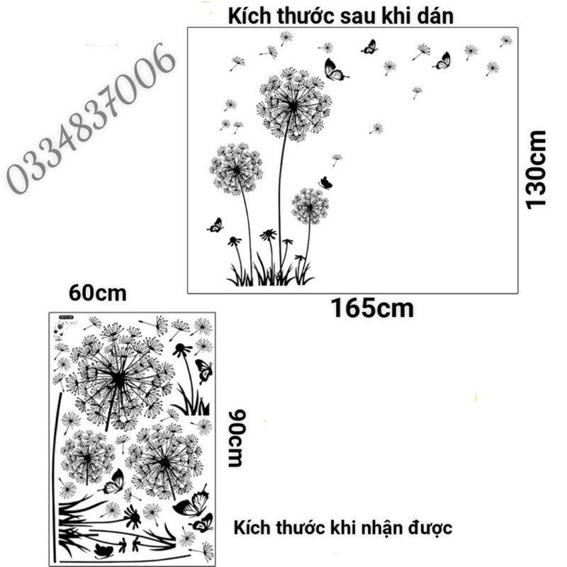 Decal dán tường hoa bồ công anh