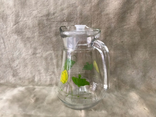 BÌNH ĐỰNG NƯỚC THỦY TINH 1300ML HỌA TIẾT DÁNG EO , TRÒN