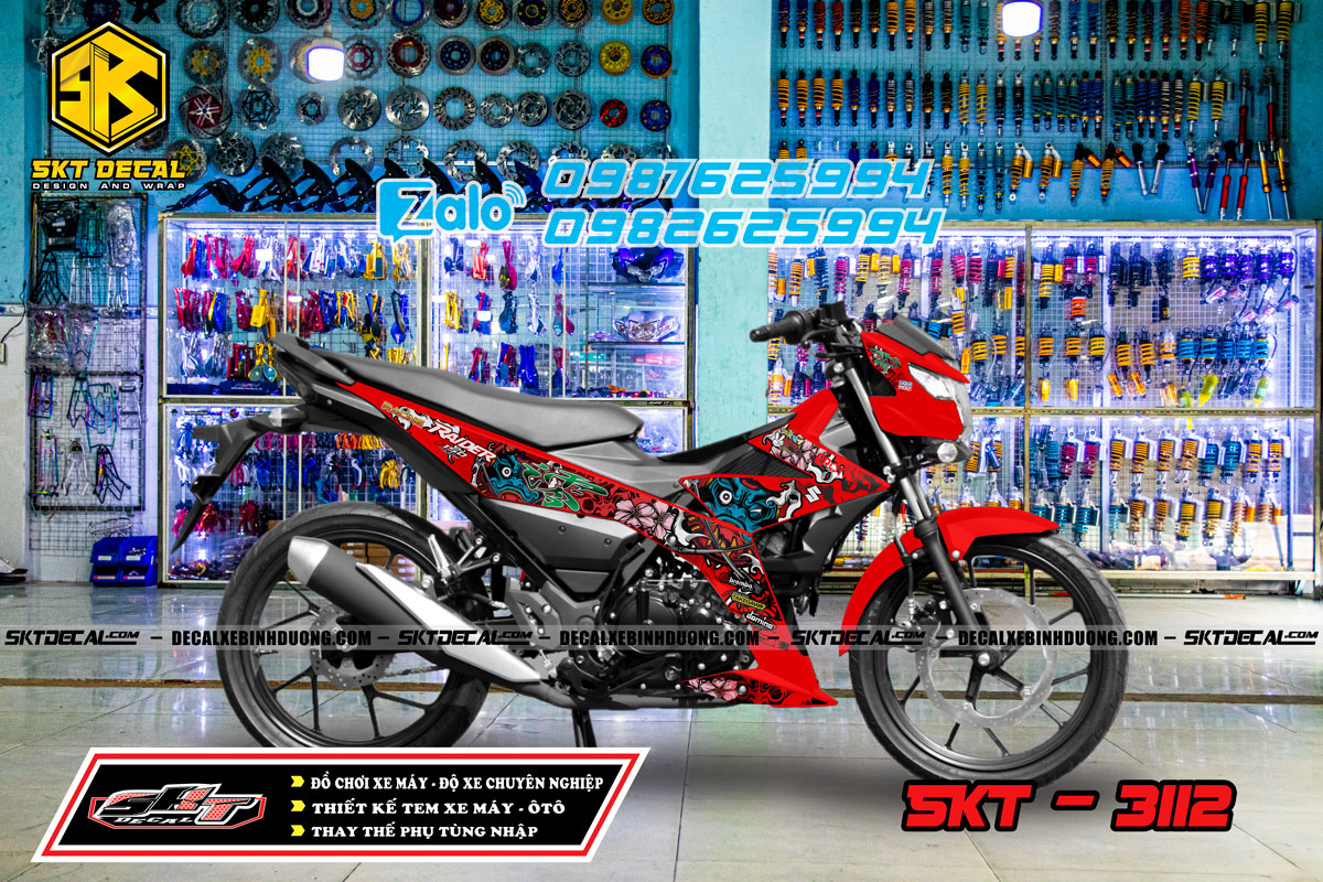 tem rời xe raider đỏ đen samurai 3112