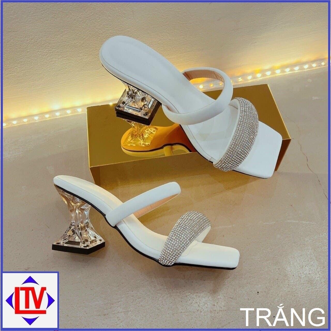 dép guốc mẫu gót pha lê 7p siêu phẩm hàn quốc
