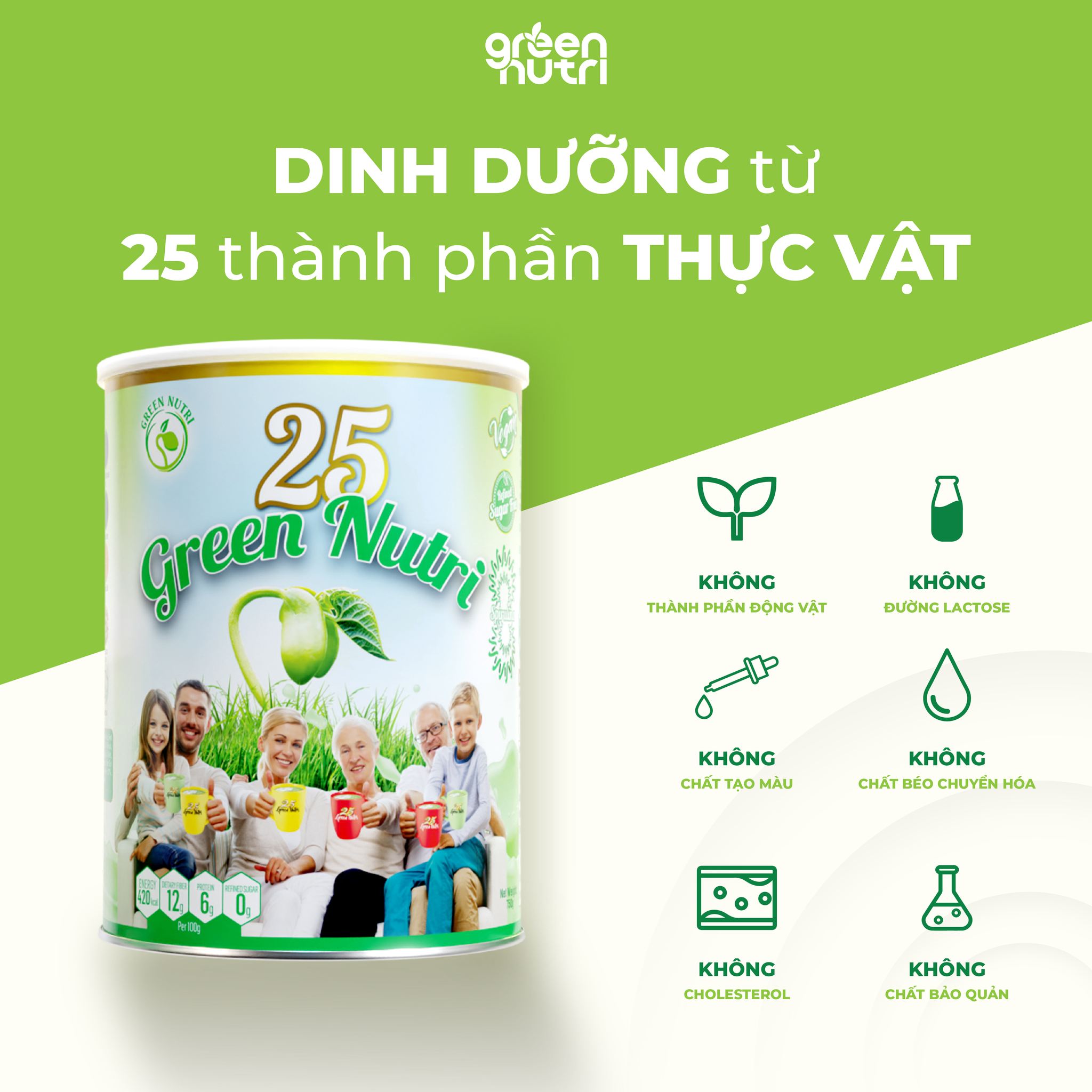 Sữa Hạt Ngũ Cốc 25 Green Nutri Thành Phần 25 Loại Hạt Đậu - Dạng Lon 750gr