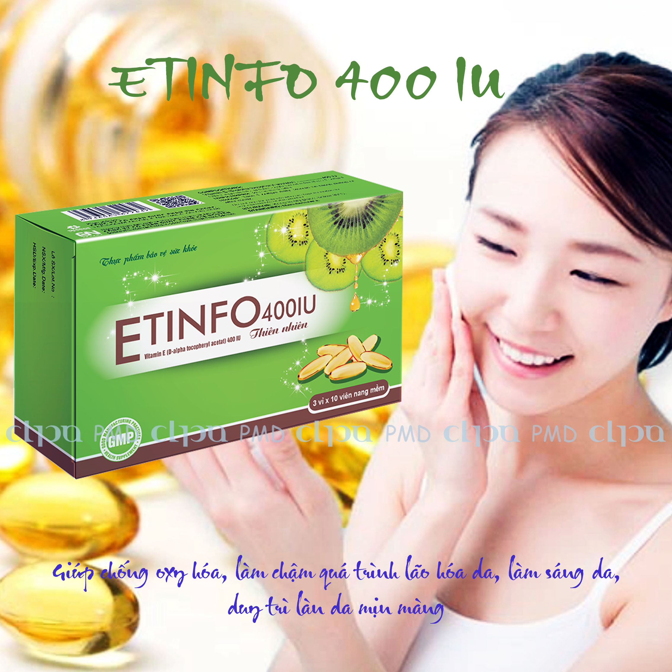 VIÊN UỐNG BỔ SUNG VITAMIN E _ ETINFO 400IU (Hộp 3 Vỉ x 10 viên nang)