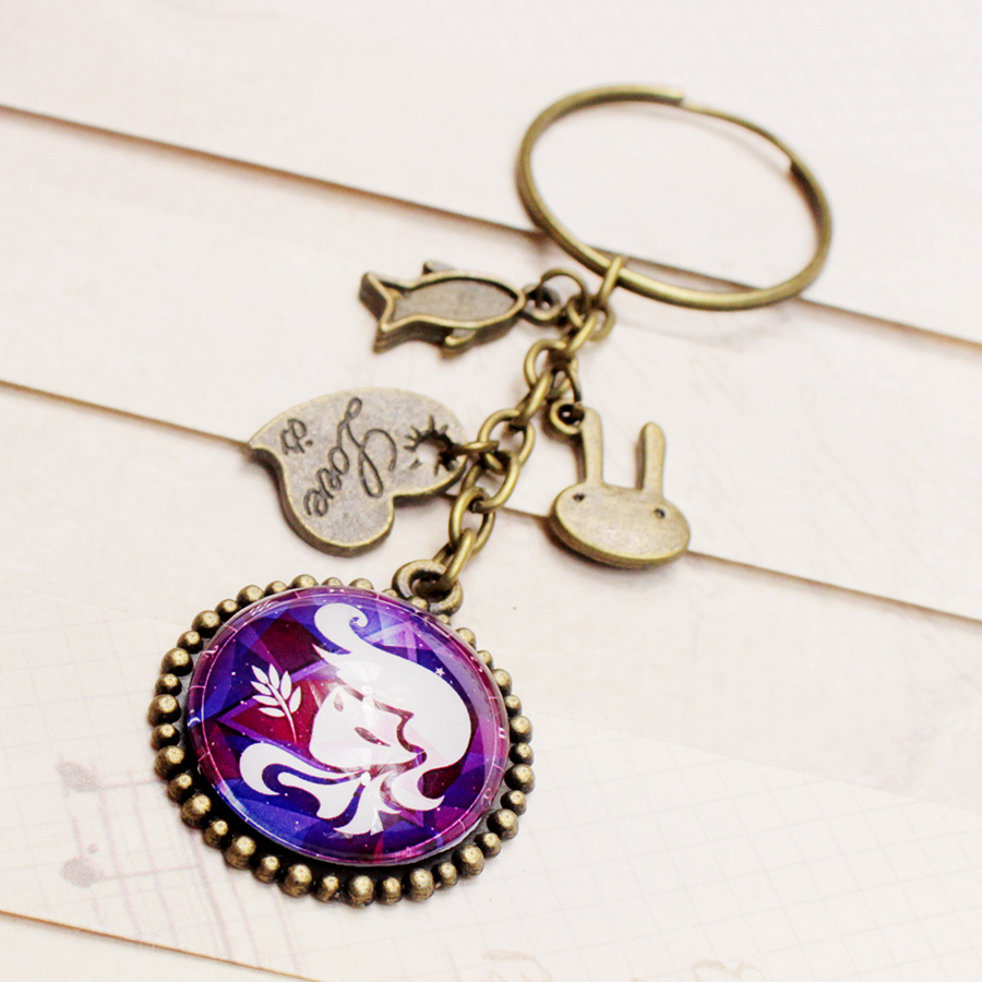 Móc khóa 12 cung hoàng đạo Zodiac tông tím huyền bí siêu đẹp 06646-MK20MM0019