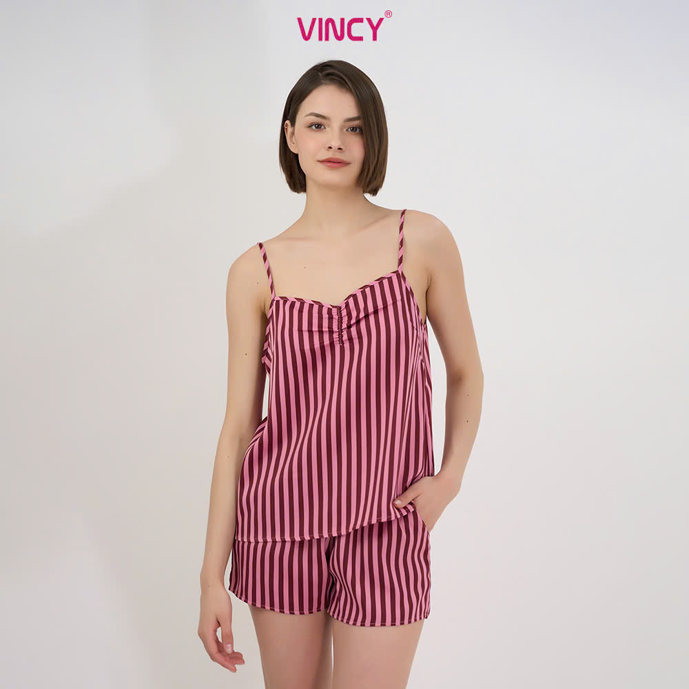 [Mua 3 giảm 20%, mua 2 giảm 15%] Bộ Đồ Short Satin Nữ Vincy BSS077W91