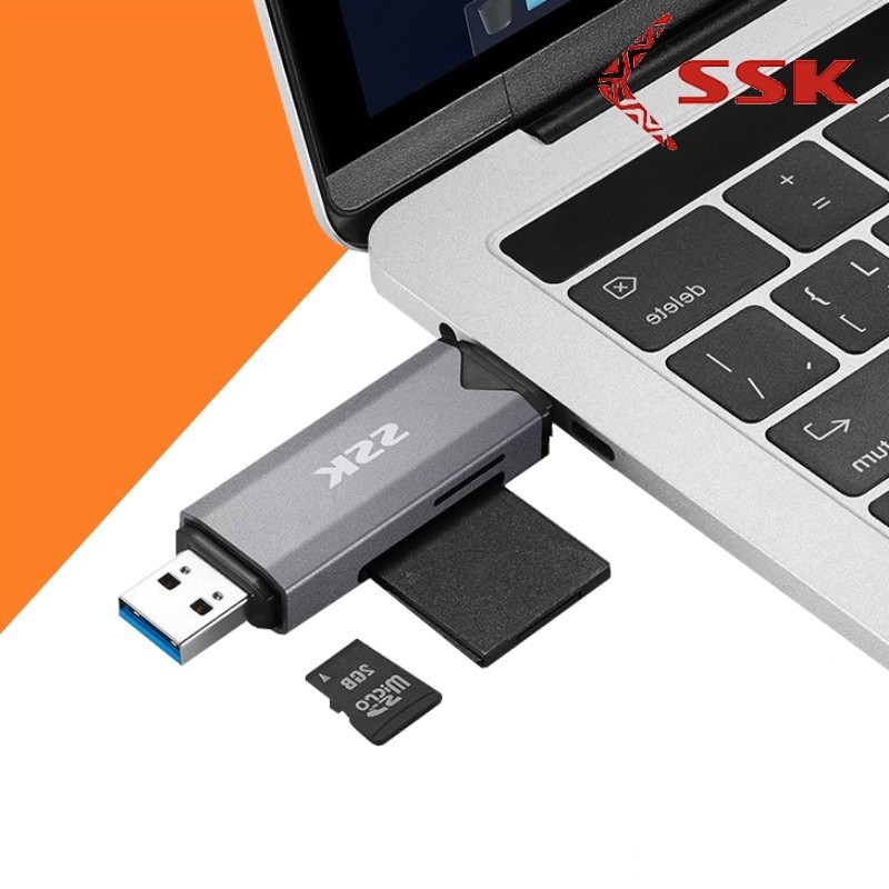 Đầu đọc thẻ nhớ đa năng SSK SCRM390 TypeC & USB 3.0 - đọc thẻ SD/TF Card (Xám) Phụ kiện 1986