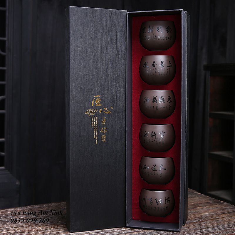 BỘ 06 CHÉN GỐM TỬ SA (KÈM HỘP QUÀ)