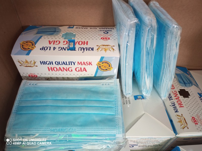 MÀU XANH 50 cái khẩu trang y tế HOÀNG GIA ĐẲNG CẤP 4 lớp kháng khuẩn vô 5 bịch 10