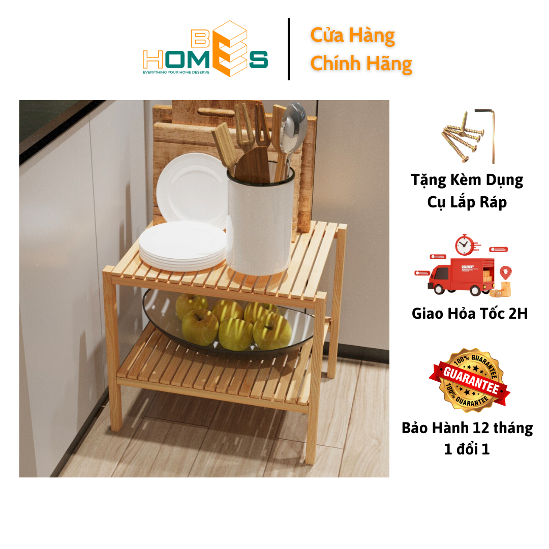 Kệ lò vi sóng gỗ Behomes 2 tầng