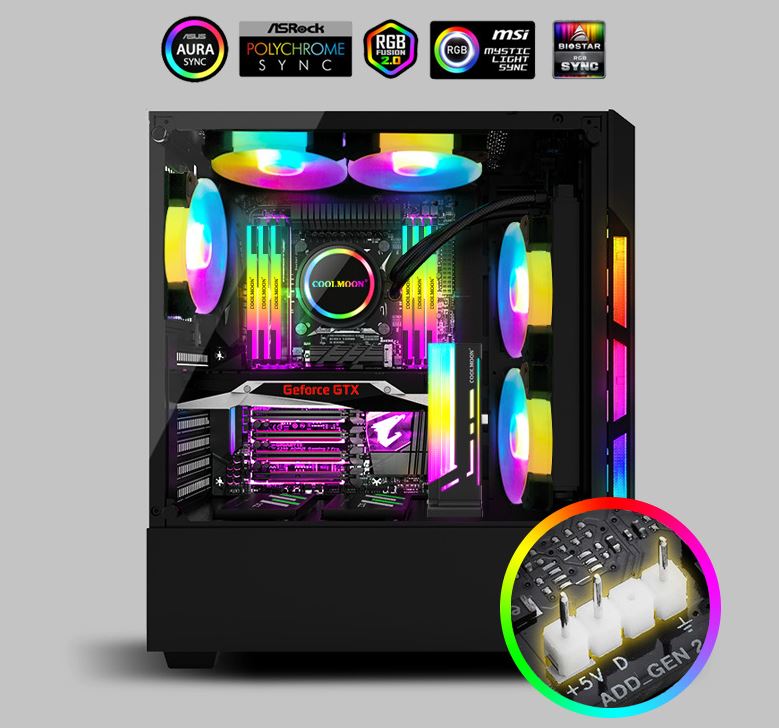 Giá Đỡ VGA Dọc Coolmoon CM-GH2 Led RGB - Trắng / Đen
