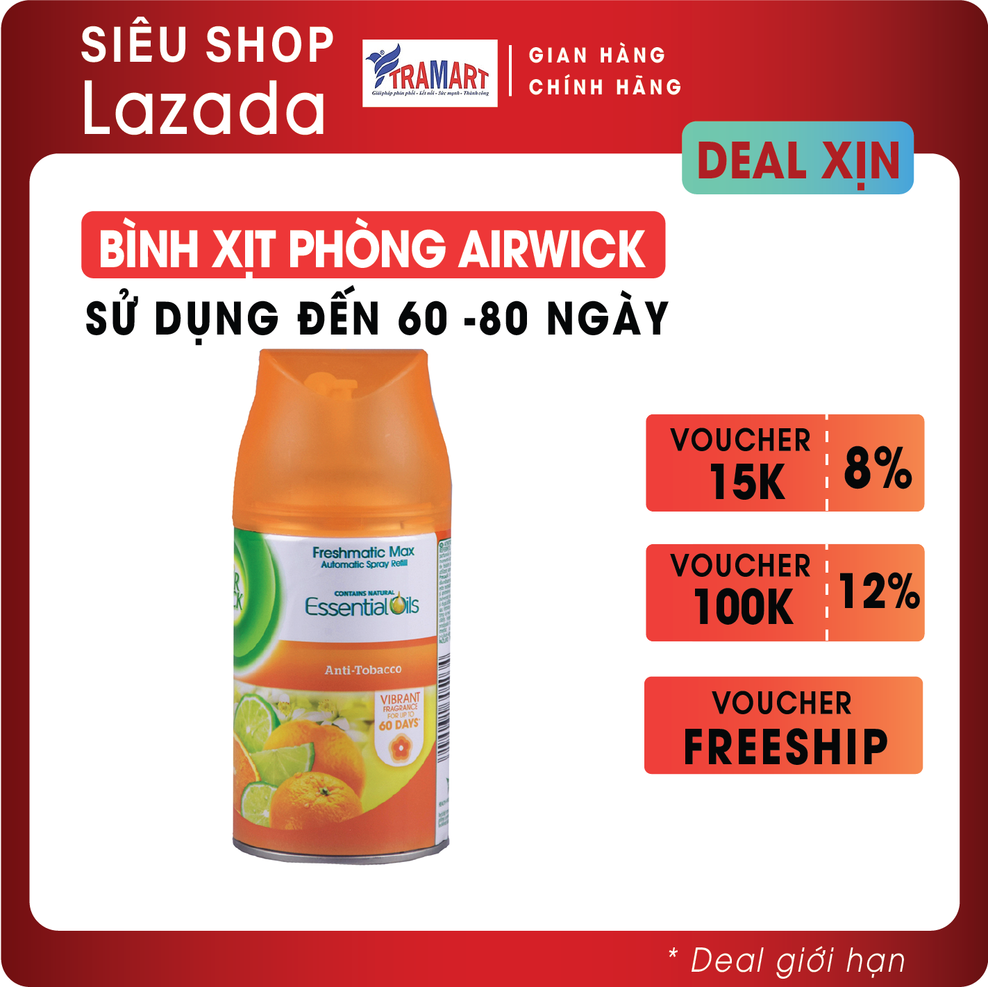 Bình xịt thơm phòng Airwick AWK5034 250ml (Hương cam chanh)