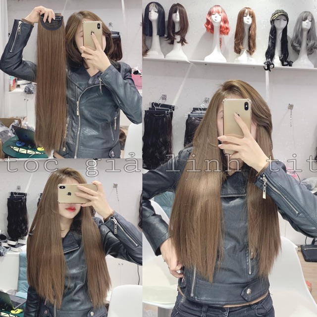 Tóc giả kẹp phím phồng 2 bên thẳng