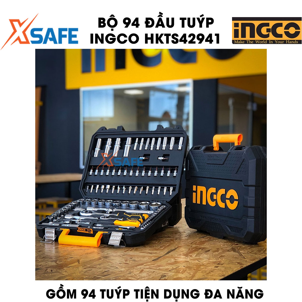 Set 94 top tube ingco HKTS42941 modern equipped with multiple nasal type different. Set type multi-purpose ingco is compact design and light weight, can wear off using a convenient-product genuine xsafe