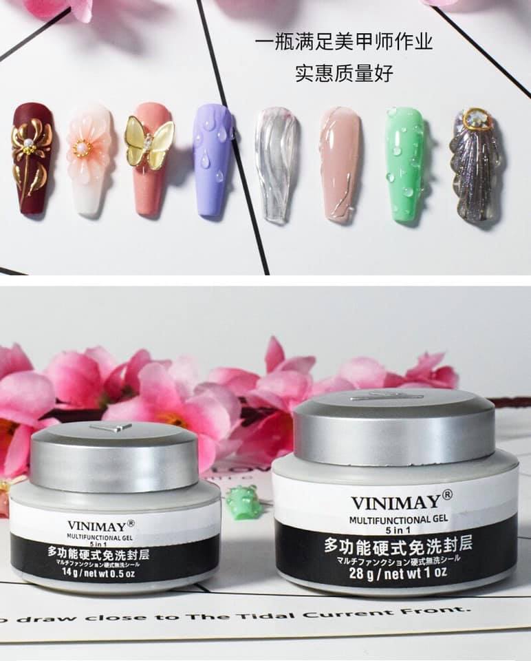 Gel đắp móng vẽ nổi ,tráng gương, 5in1 đa năng đính đá, đá rắc vá móng Vinimay 28g