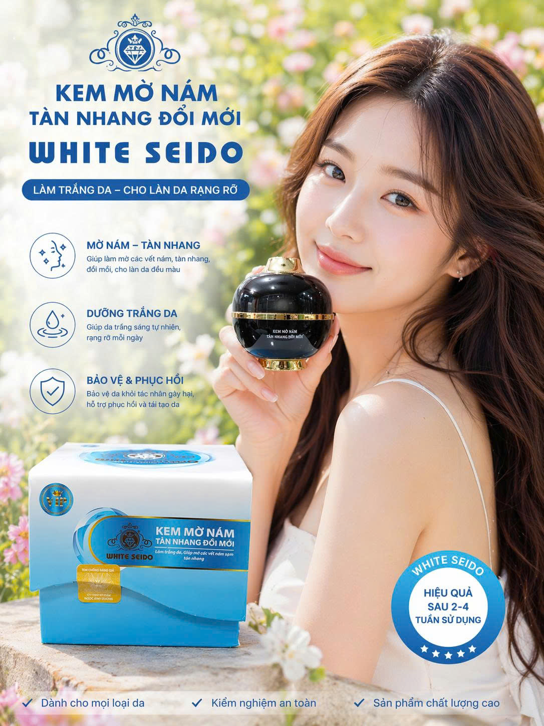 KEM WHITE SEIDO SẠCH NÁM TÀN NHANG ĐỒI MỒI 16GR