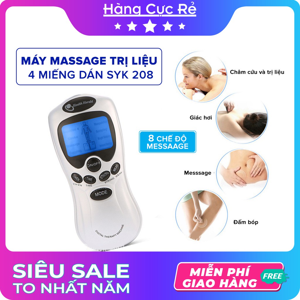 Máy trị liệu 4 miếng dán sonic (hỗ trợ đấm bóp ,trị liệu châm cứu, massage). Bảo hành 12 tháng