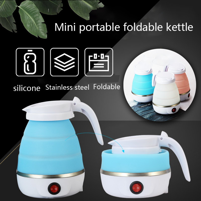 Ấm đun nước điện mini cầm tay ấm đun nước gấp gọn bằng silicon ấm đun nước chống rò rỉ nén cho du lịch khách sạn bình trà 600ml