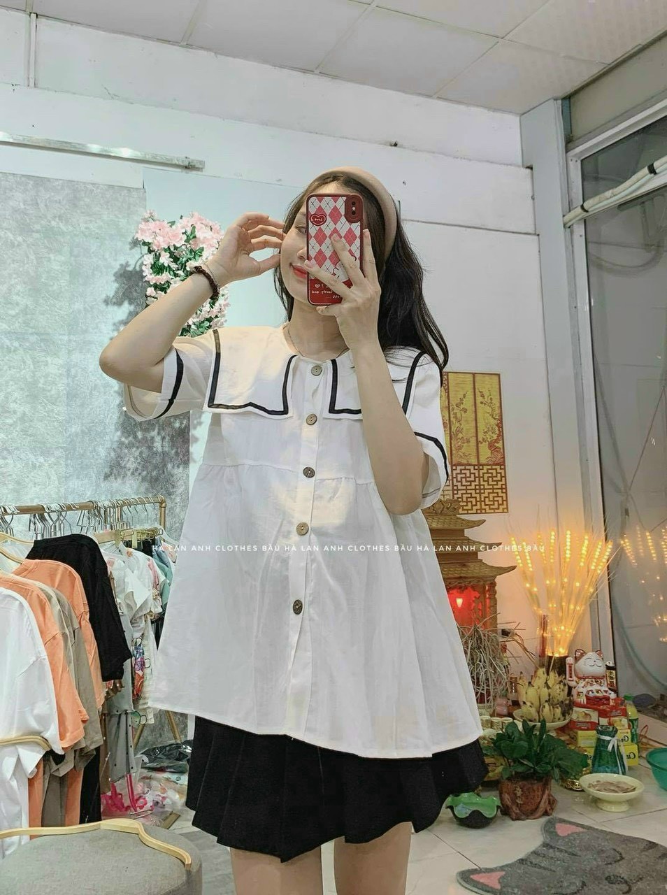Áo bầu xinh mặc bầu và thời trang chất mềm mát dáng suông Freesize 70kg
