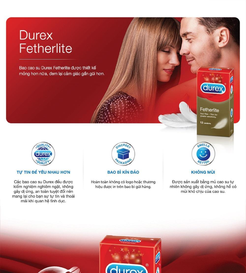 [HCM]Combo 3 hop Bao cao su Durex Fetherlite  sieu mong