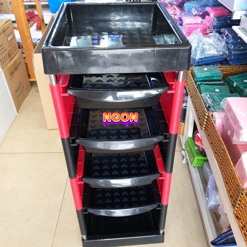 Xe đẩy 4 tầng dụng cụ ngành tóc QV