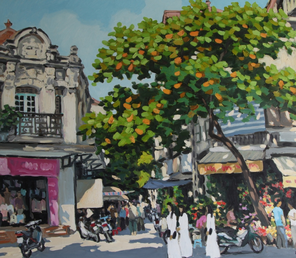 Tranh phố cổ Hà Nội xưa kèm khung 296