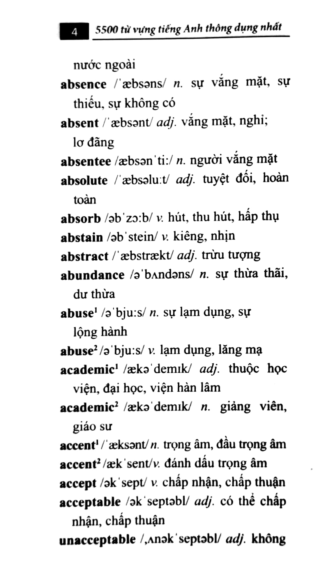 5500 Từ Vựng Tiếng Anh Thông Dụng Nhất (ko màu)