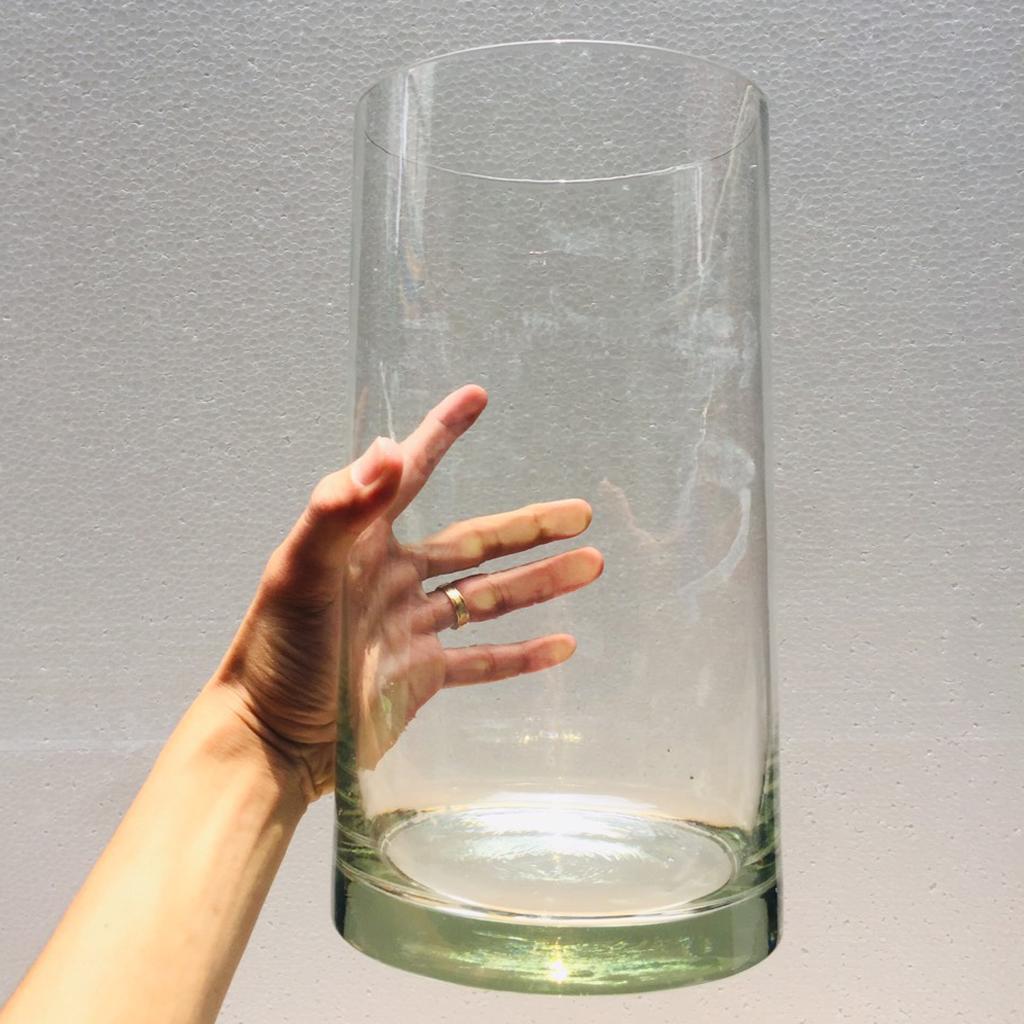 Chậu thủy tinh trụ tròn để bàn 15x30cm
