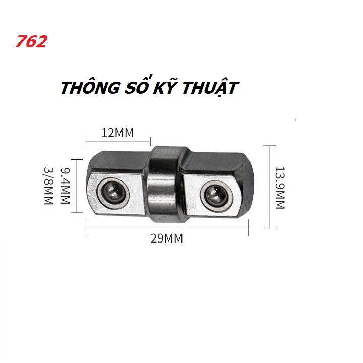 ĐẦU NỐI BULONG KHỚP 3/8 VUÔNG HAI ĐẦU, công cụ sửa chữa chuyên dụng . TH 762