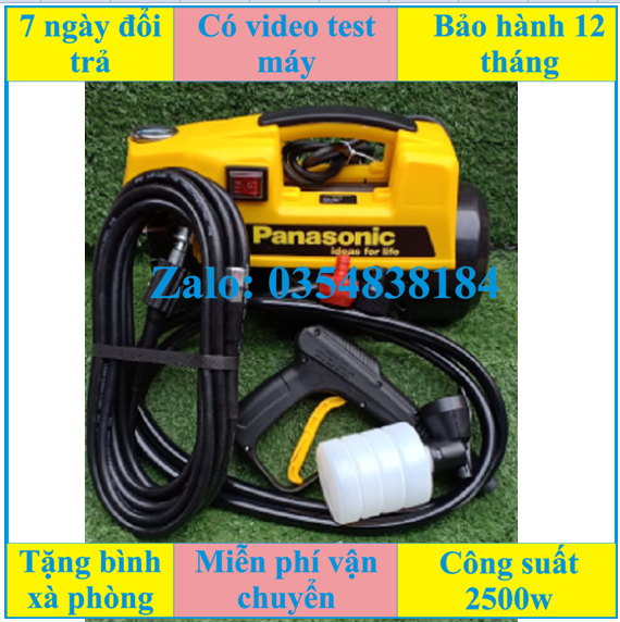Freeship Máy rửa xe Máy rửa xe PANASONIC japan - Tên sản phẩm : Máy bơm xịt rửa xe công suất mạnh - Thương hiệu : PANASONIC - Model : P1 - Công suất 2500wBảo hành sửa chữa thay thế linh kiện miễn phí: 12 tháng