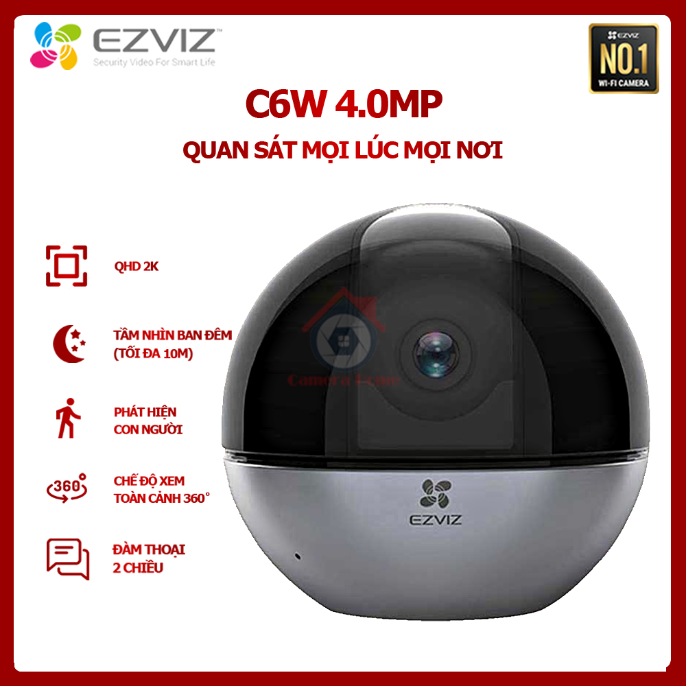 [BÁN LẺ - GIÁ SỈ] - Camera IP Wifi EZVIZ C6W 4MP - Chế Độ Xem Toàn Cảnh 360 - Tầm Nhìn Ban Đêm Tối Đa 10m - Camera Home