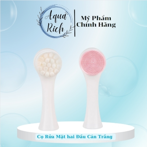 Cọ rửa mặt massage 2 đầu cán trắng mềm mại