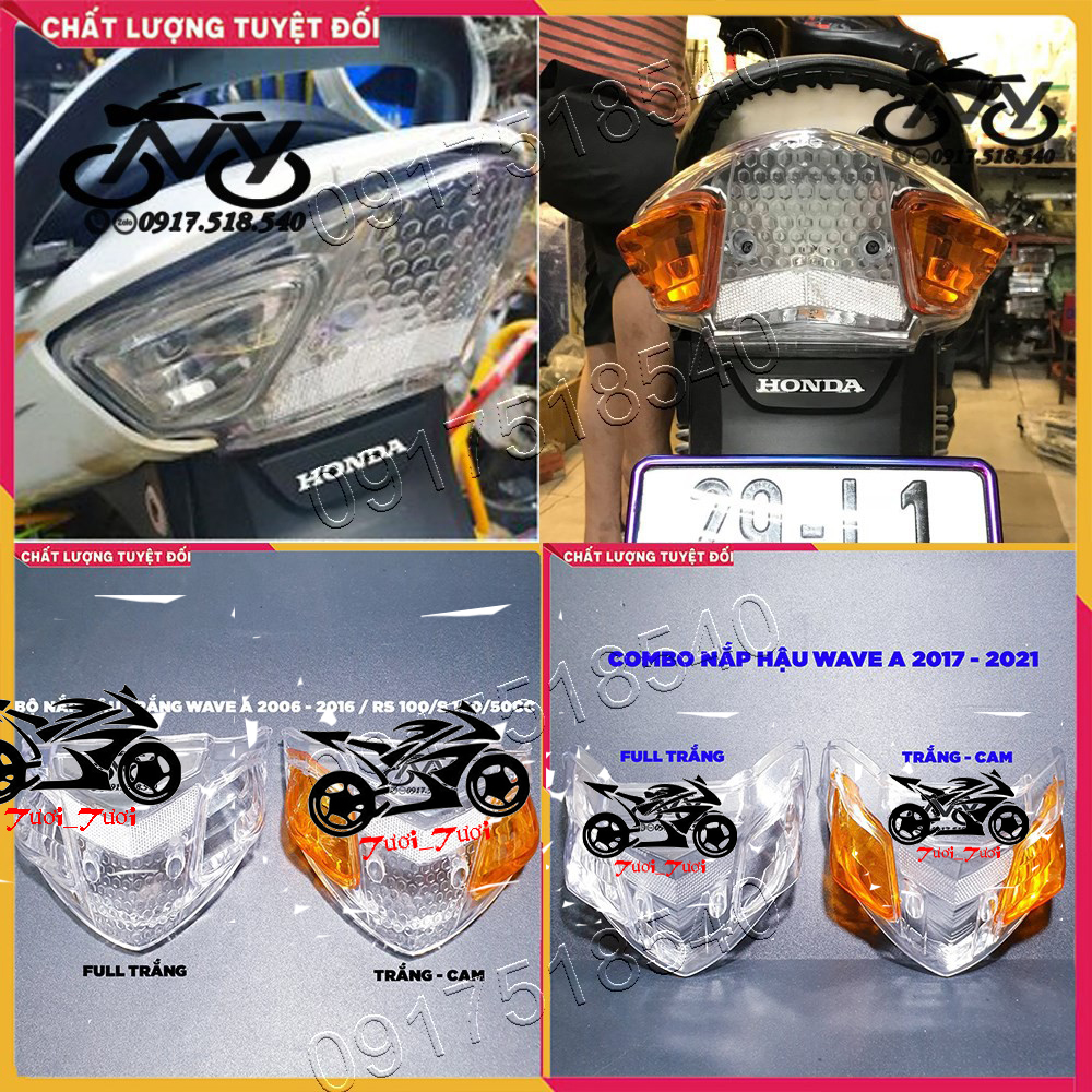 Combo hậu trắng xi nhan cam cho ae Wave 100, Wave 50cc,