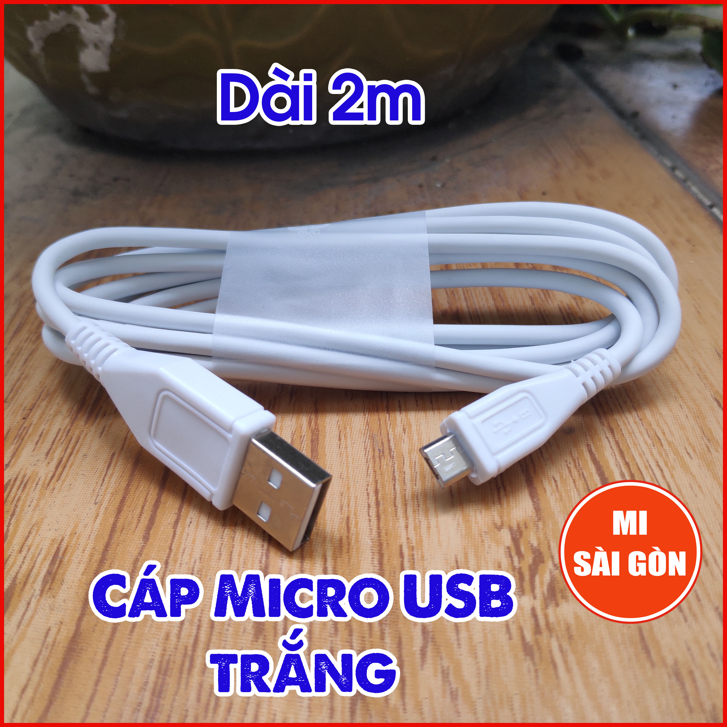 [Hỏa Tốc HCM] Cáp sạc Micro USB - Dài 2m (Trắng)