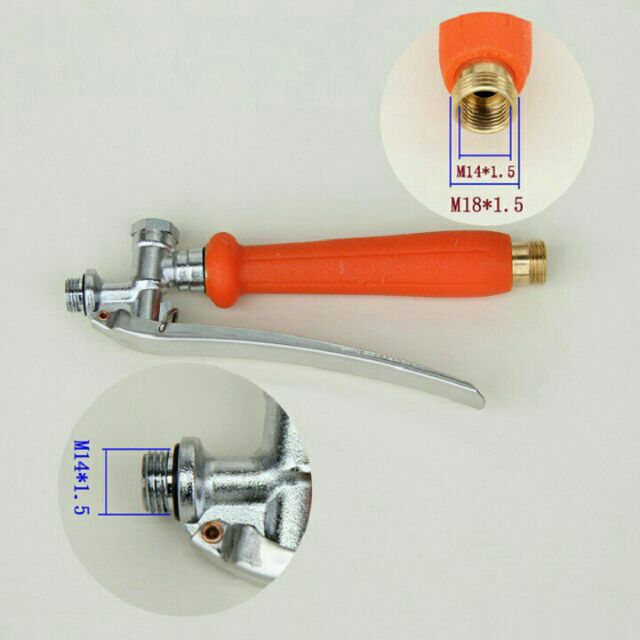 Tay bóp Quán Mỹ màu cam, ren 14 dùng cho bình xịt trừ sâu