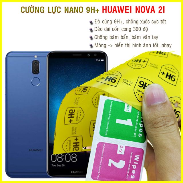 Dán cường lực dẻo nano mặt trước sau Huawei Nova 2i