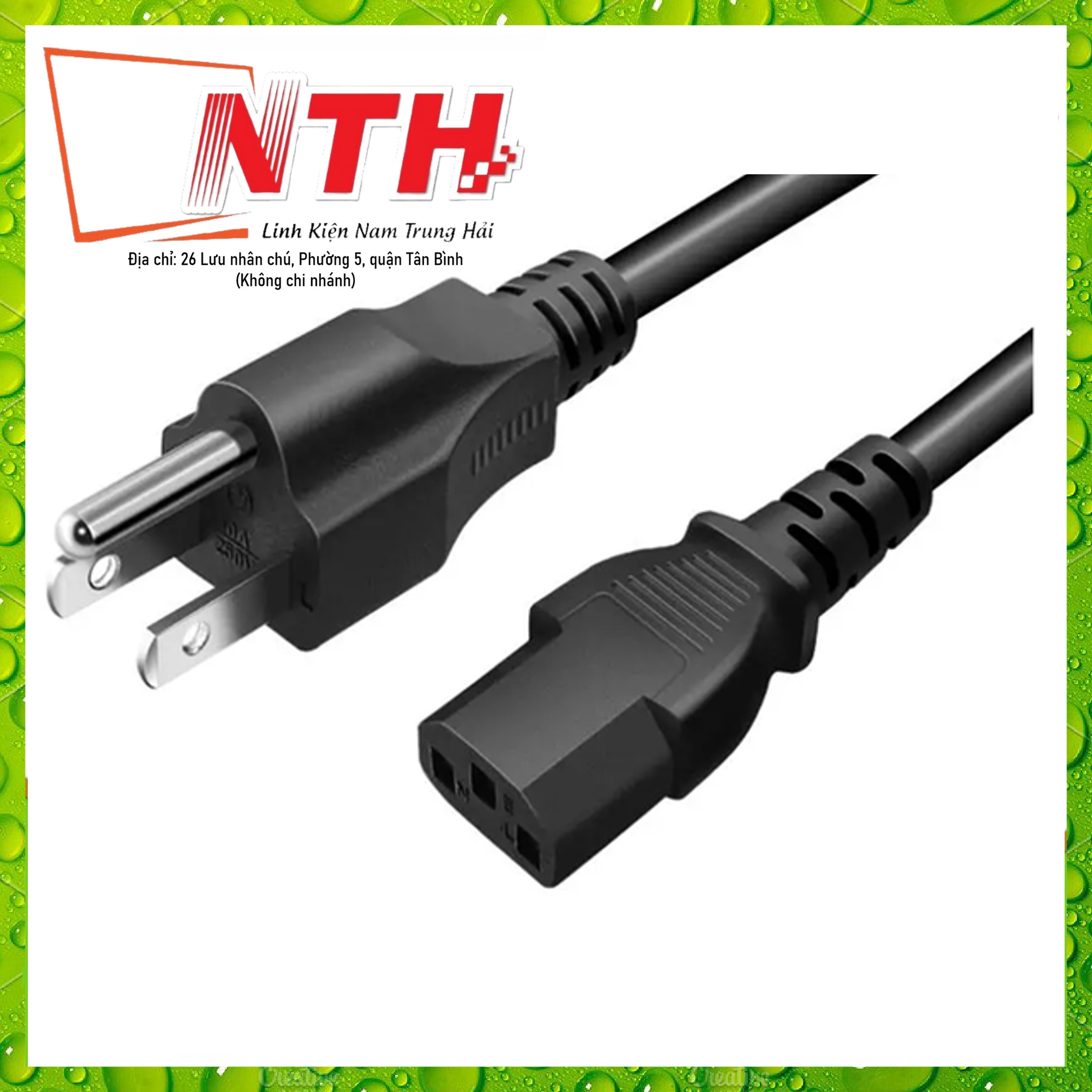 Dây nguồn PC 3 chấu tròn đen
