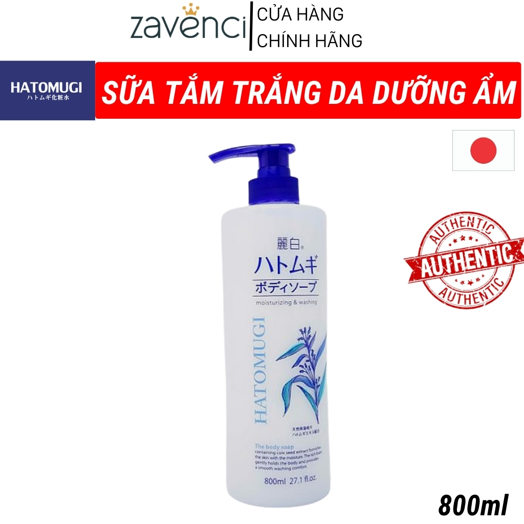 Sữa Tắm HATOMUGI Moisturizing Washing zavenci Dưỡng Ẩm Trắng Da Mềm Mịn (800ml)